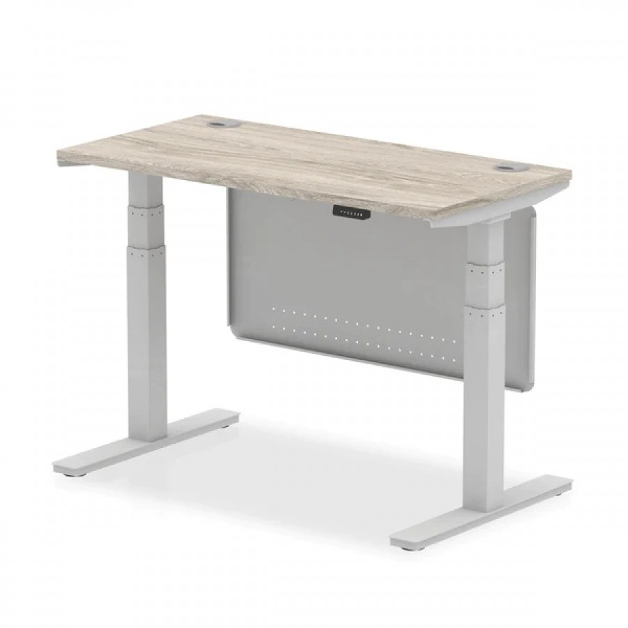 Air Slimline Height Adjustable Desk with Cable Ports with Steel Modesty Panel